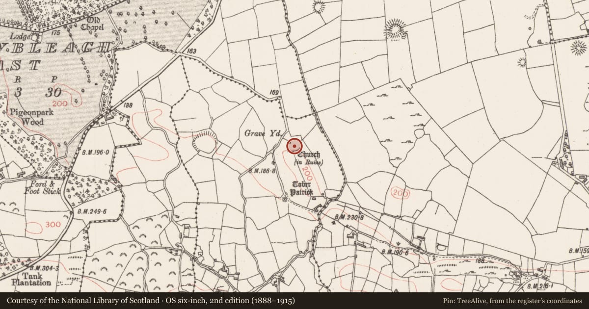 Ordnance Survey six-inch map, 2nd edition (1888–1915) covering the location of Graveyard, Dromard, County Sligo, with a pin at the register's coordinates