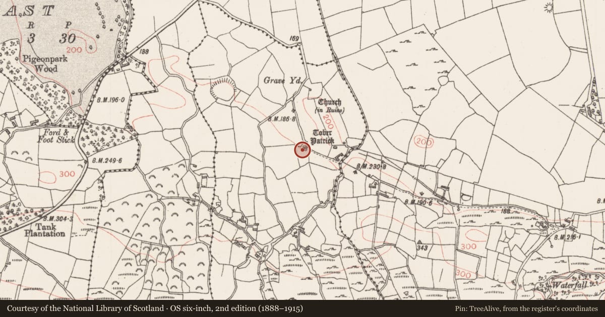 Ordnance Survey six-inch map, 2nd edition (1888–1915) covering the location of Cross-inscribed stone, Dromard, County Sligo, with a pin at the register's coordinates
