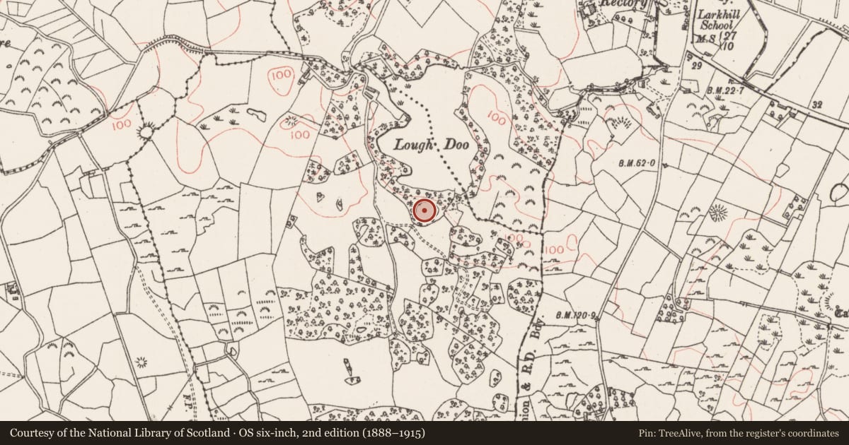 Ordnance Survey six-inch map, 2nd edition (1888–1915) covering the location of Enclosure, Lugbaun, County Sligo, with a pin at the register's coordinates