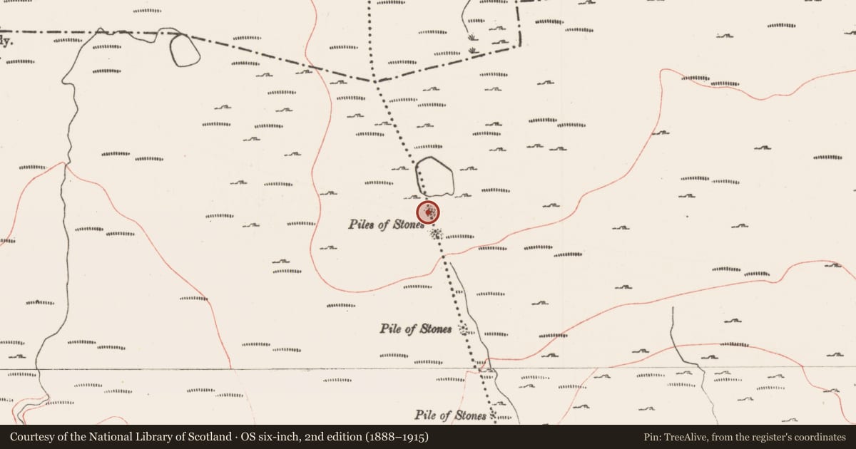 Ordnance Survey six-inch map, 2nd edition (1888–1915) covering the location of Cairn - boundary cairn, Cabragh, Gortakeeran, County Sligo, with a pin at the register's coordinates