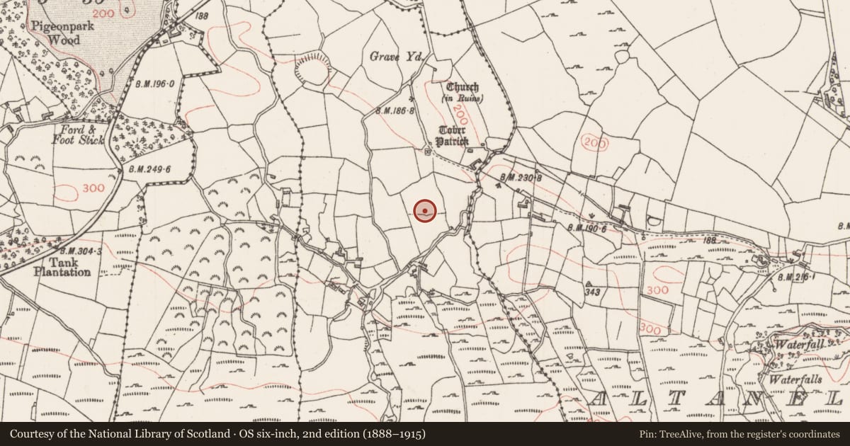 Ordnance Survey six-inch map, 2nd edition (1888–1915) covering the location of Enclosure, Dromard, County Sligo, with a pin at the register's coordinates