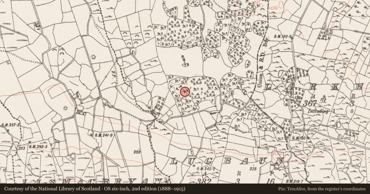 Ordnance Survey six-inch map, 2nd edition (1888–1915) covering the location of Enclosure, Lugbaun, County Sligo, with a pin at the register's coordinates