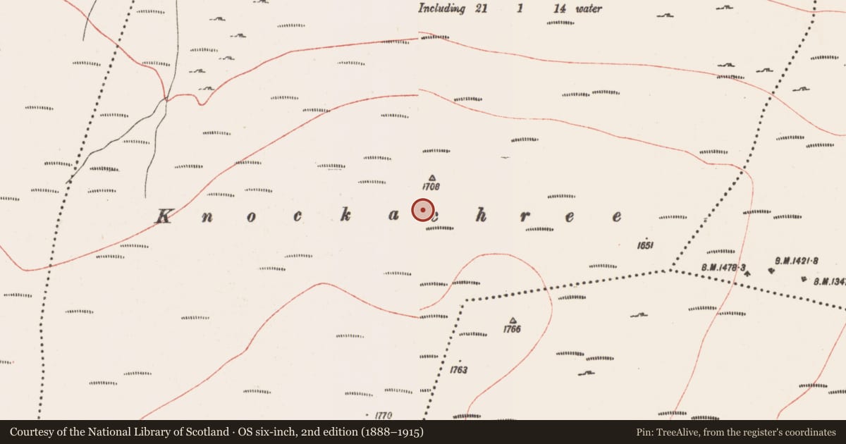 Ordnance Survey six-inch map, 2nd edition (1888–1915) covering the location of Cairn - unclassified, Carrowculleen, County Sligo, with a pin at the register's coordinates