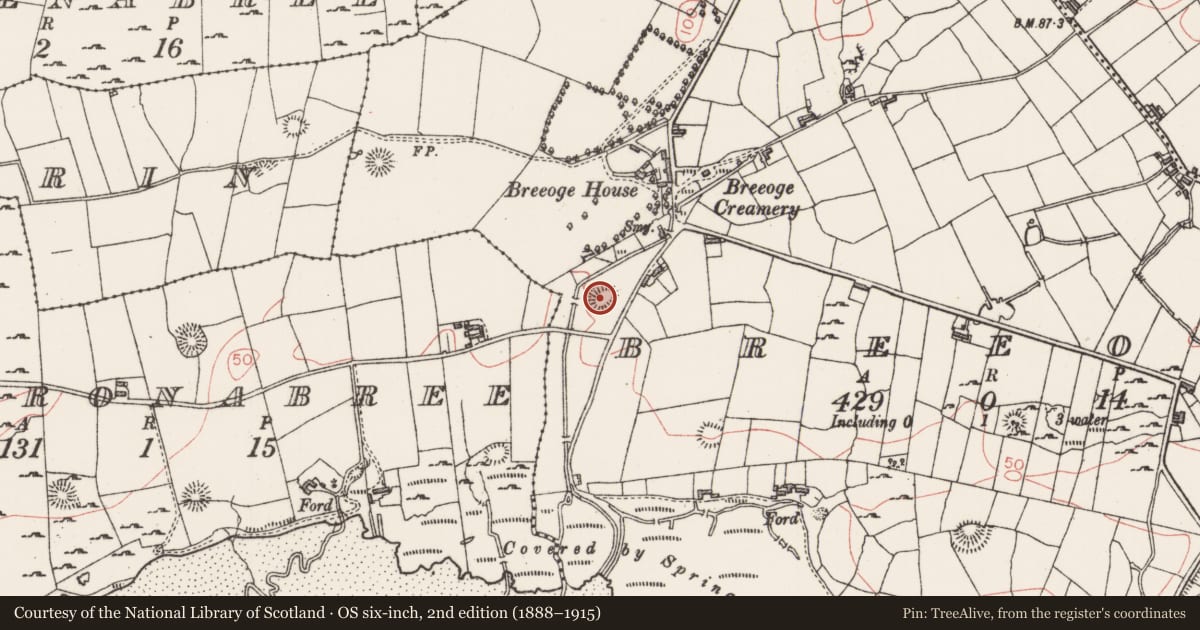Ordnance Survey six-inch map, 2nd edition (1888–1915) covering the location of Souterrain, Breeoge, County Sligo, with a pin at the register's coordinates