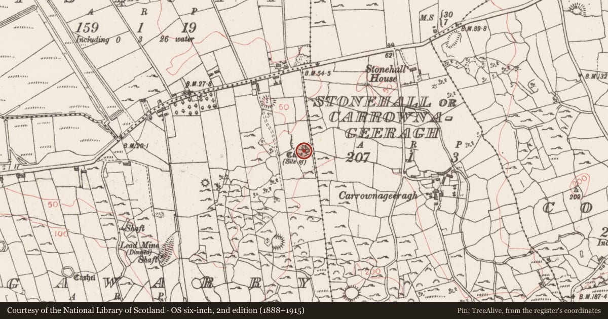 Ordnance Survey six-inch map, 2nd edition (1888–1915) covering the location of Souterrain, Lugawarry, County Sligo, with a pin at the register's coordinates