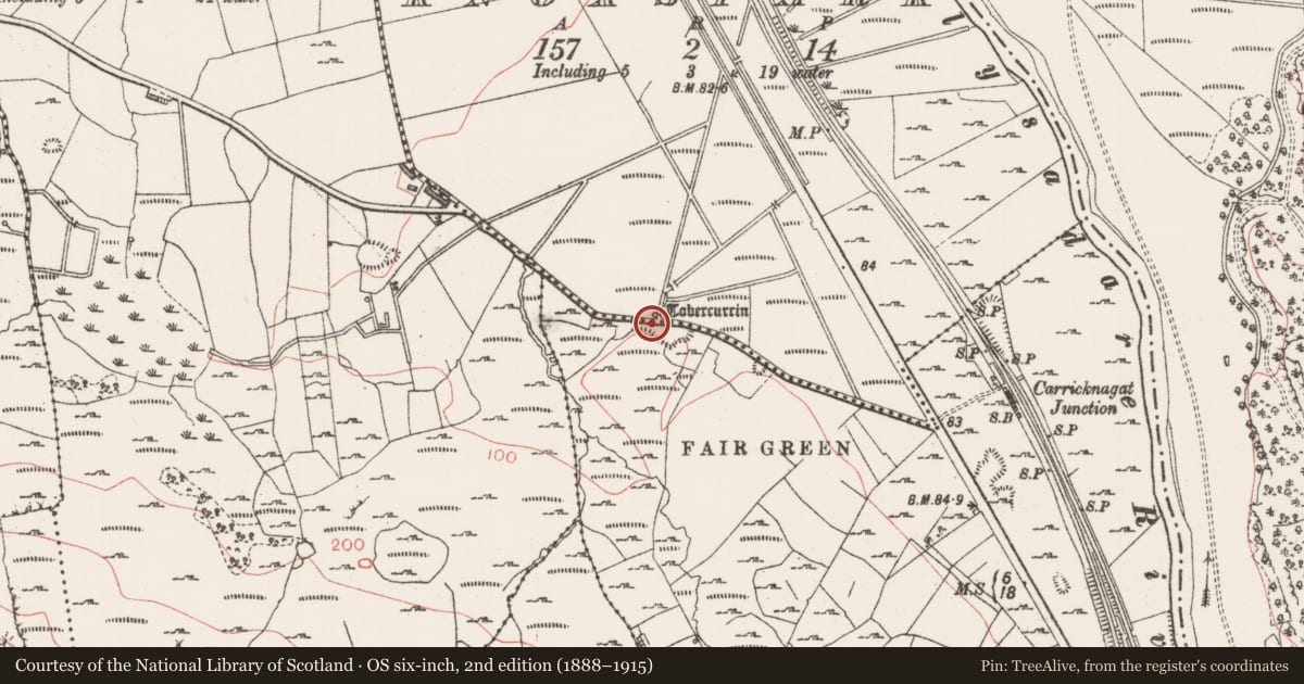 Ordnance Survey six-inch map, 2nd edition (1888–1915) covering the location of Ritual site - holy well, Knoxspark, County Sligo, with a pin at the register's coordinates
