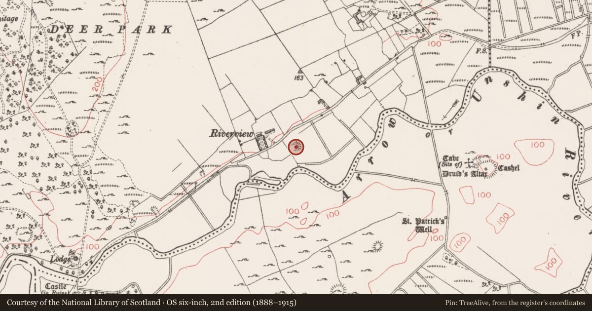 Ordnance Survey six-inch map, 2nd edition (1888–1915) covering the location of Ringfort - rath, Union, County Sligo, with a pin at the register's coordinates