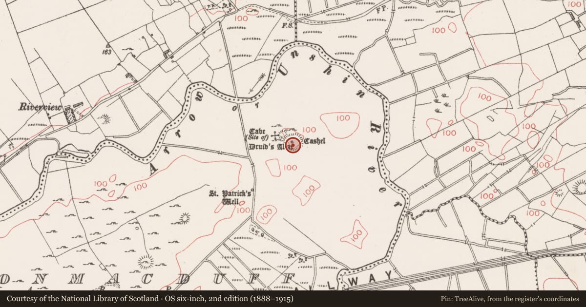 Ordnance Survey six-inch map, 2nd edition (1888–1915) covering the location of Church, Cloonmacduff, County Sligo, with a pin at the register's coordinates