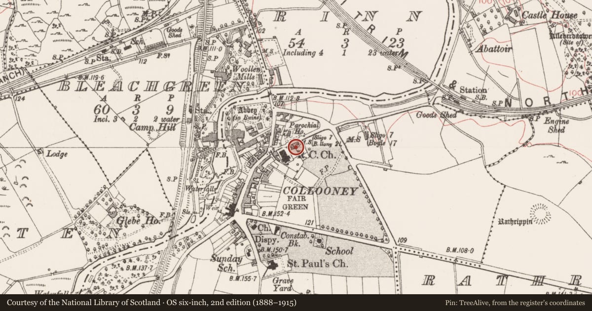 Ordnance Survey six-inch map, 2nd edition (1888–1915) covering the location of House - 16th/17th century, Collooney, County Sligo, with a pin at the register's coordinates