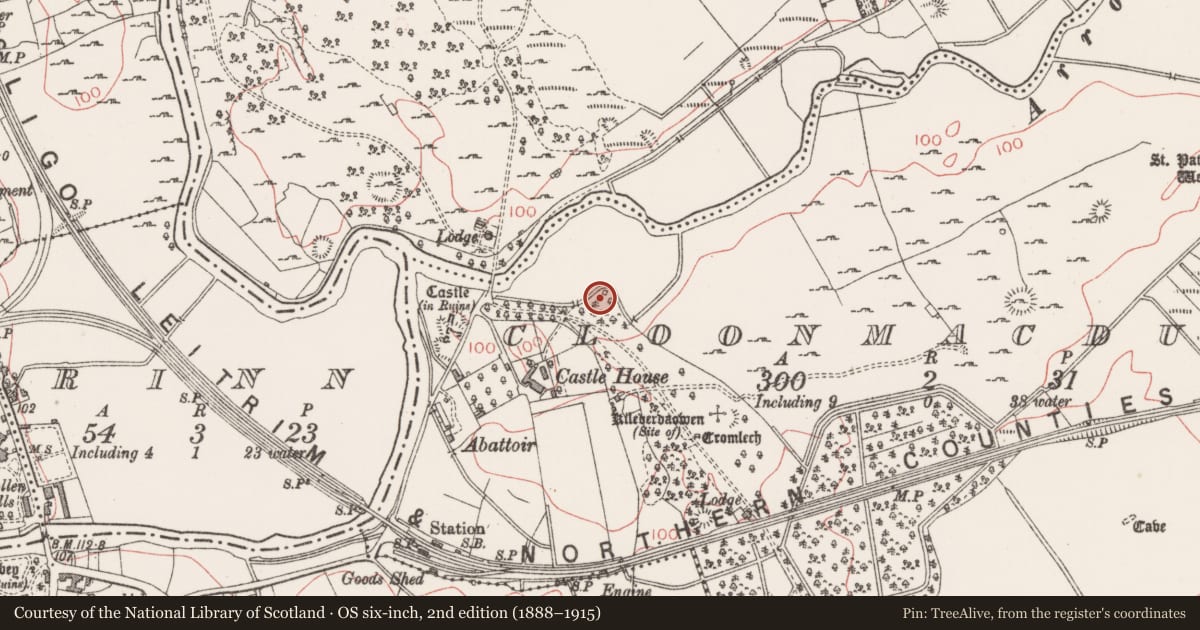 Ordnance Survey six-inch map, 2nd edition (1888–1915) covering the location of Building, Cloonmacduff, County Sligo, with a pin at the register's coordinates