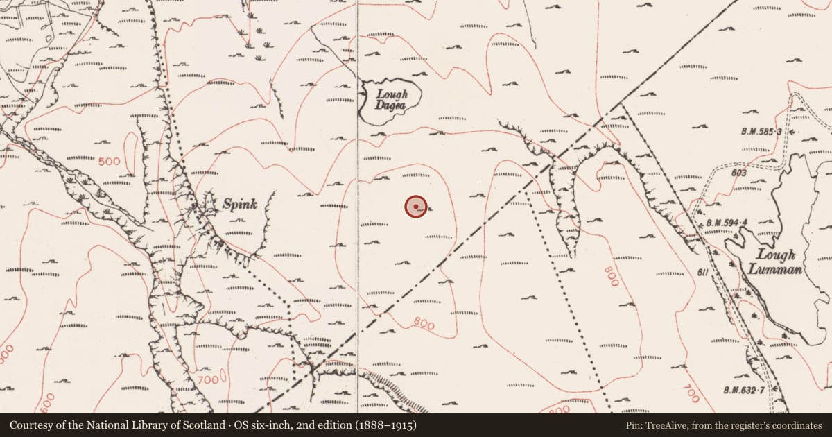 Ordnance Survey six-inch map, 2nd edition (1888–1915) covering the location of Cairn - unclassified, Aghamore Far, County Sligo, with a pin at the register's coordinates