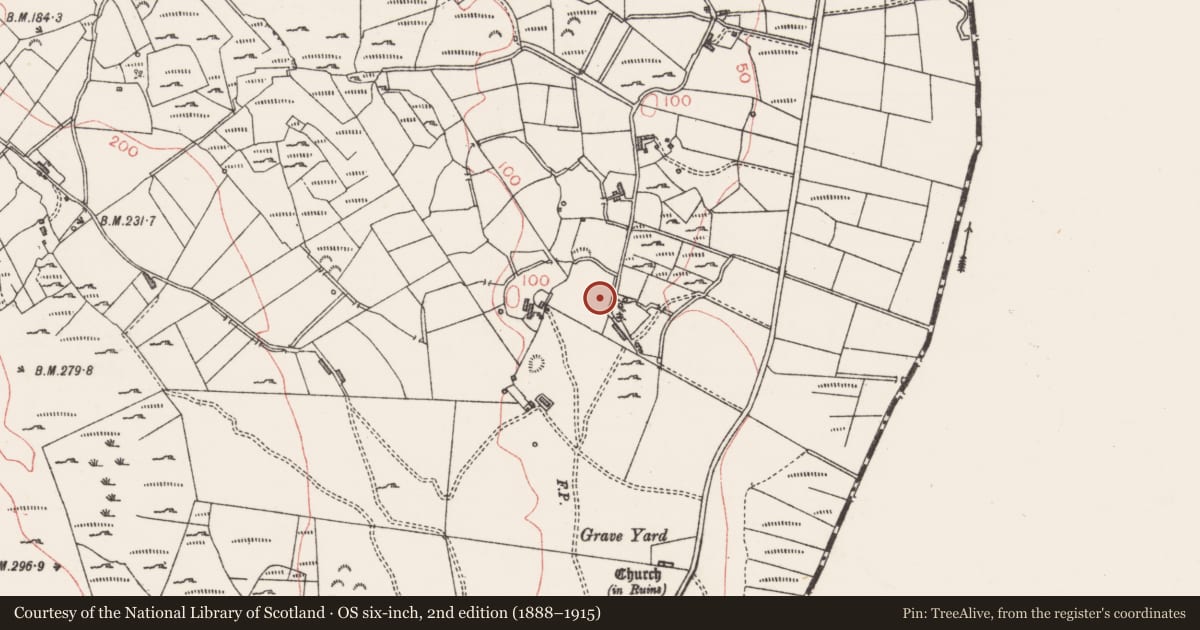 Ordnance Survey six-inch map, 2nd edition (1888–1915) covering the location of Ringfort - rath, Killerry, County Sligo, with a pin at the register's coordinates