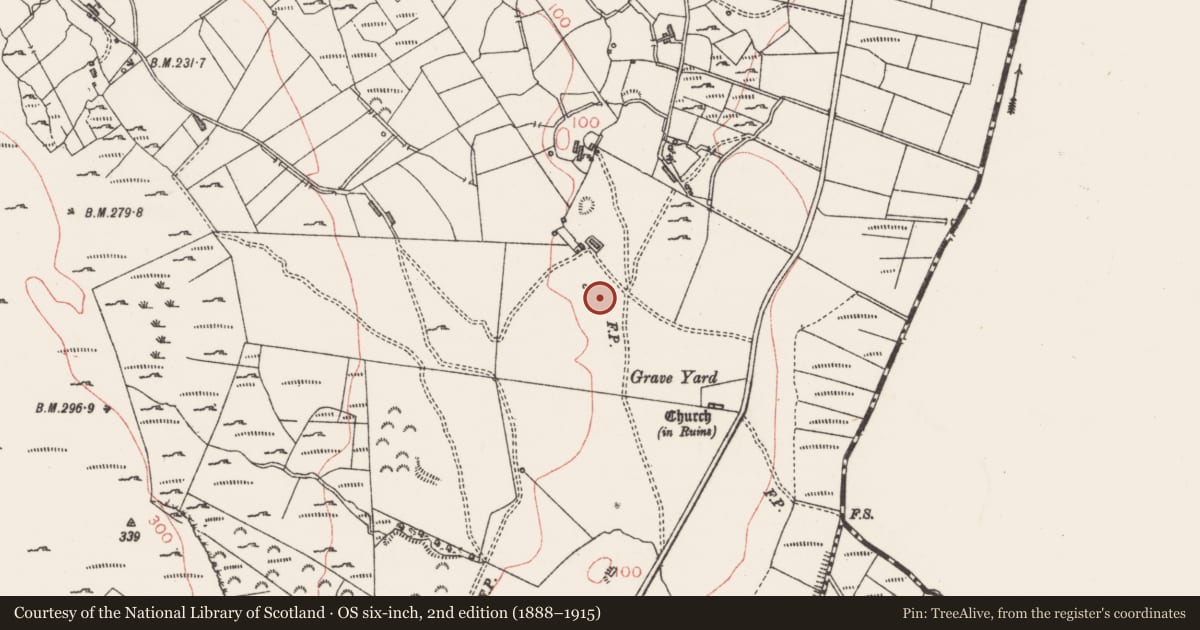 Ordnance Survey six-inch map, 2nd edition (1888–1915) covering the location of Enclosure, Killerry, County Sligo, with a pin at the register's coordinates
