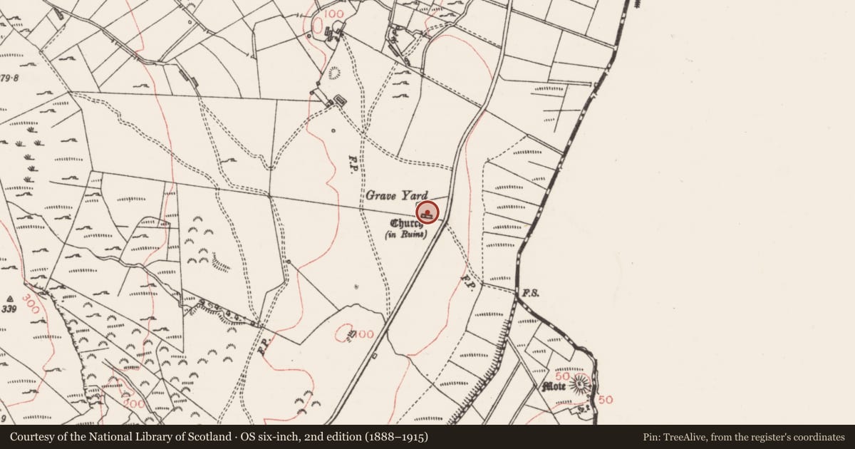 Ordnance Survey six-inch map, 2nd edition (1888–1915) covering the location of Graveyard, Killerry, County Sligo, with a pin at the register's coordinates