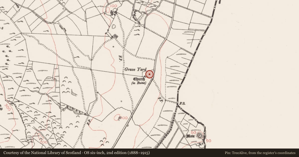 Ordnance Survey six-inch map, 2nd edition (1888–1915) covering the location of Ritual site - holy/saint's stone, Killerry, County Sligo, with a pin at the register's coordinates