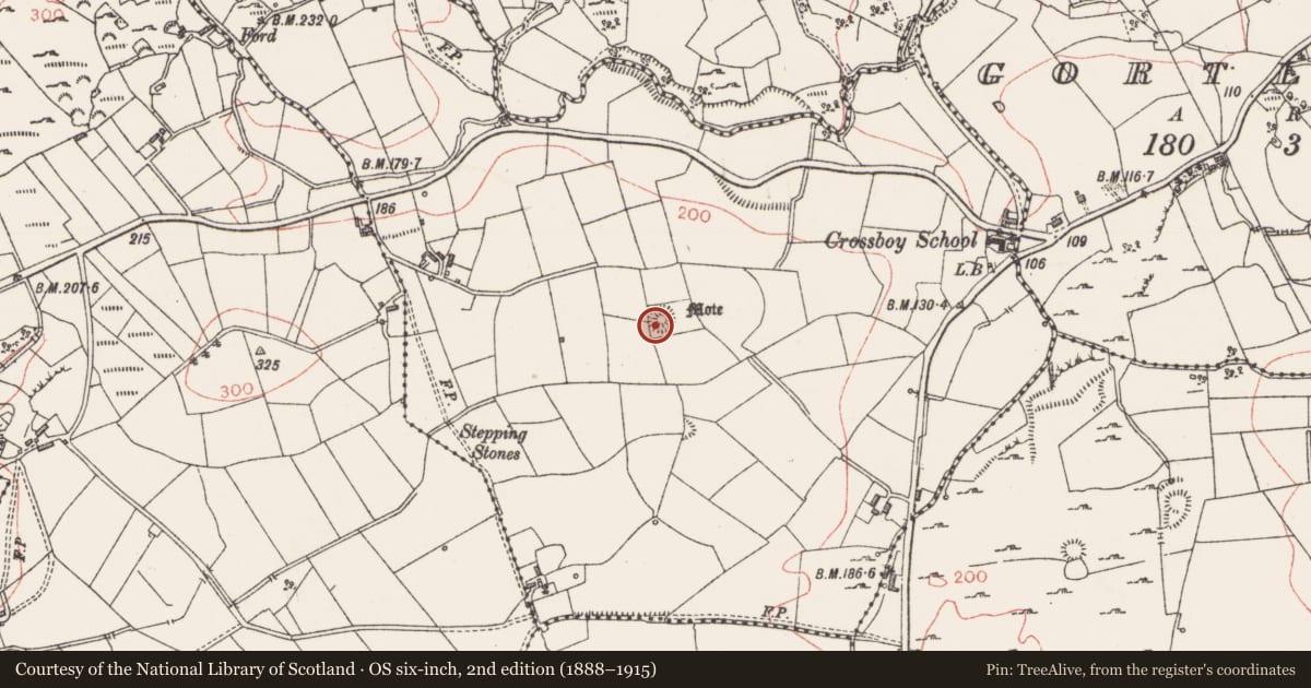 Ordnance Survey six-inch map, 2nd edition (1888–1915) covering the location of Barrow - bowl-barrow, Crossboy, County Sligo, with a pin at the register's coordinates