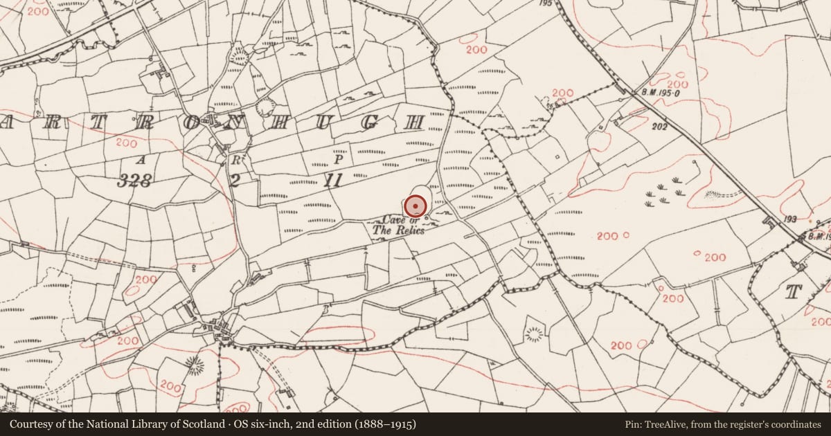Ordnance Survey six-inch map, 2nd edition (1888–1915) covering the location of Graveyard, Cartronhugh, County Sligo, with a pin at the register's coordinates