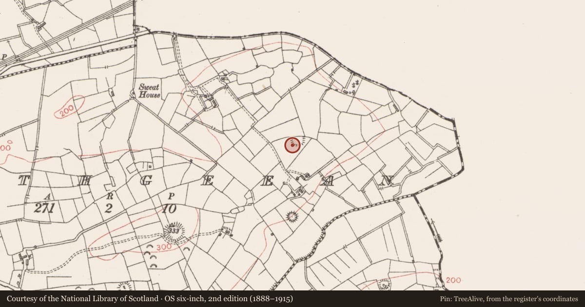 Ordnance Survey six-inch map, 2nd edition (1888–1915) covering the location of Ringfort - rath, Rathgeean, County Sligo, with a pin at the register's coordinates