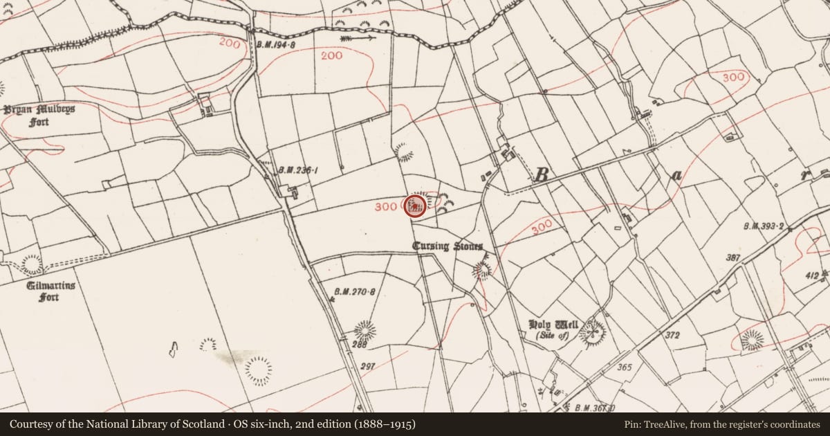 Ordnance Survey six-inch map, 2nd edition (1888–1915) covering the location of Ringfort - rath, Lavally, County Sligo, with a pin at the register's coordinates