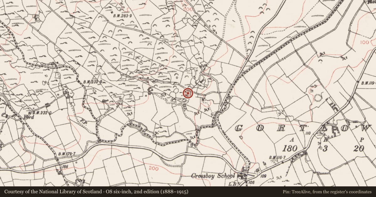 Ordnance Survey six-inch map, 2nd edition (1888–1915) covering the location of Sweathouse, Killerry, County Sligo, with a pin at the register's coordinates