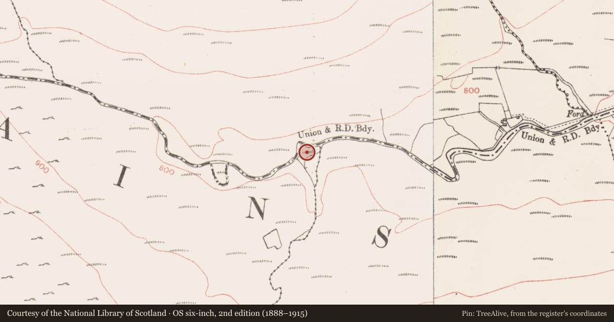 Ordnance Survey six-inch map, 2nd edition (1888–1915) covering the location of Structure, Carrownacreevy, County Sligo, with a pin at the register's coordinates