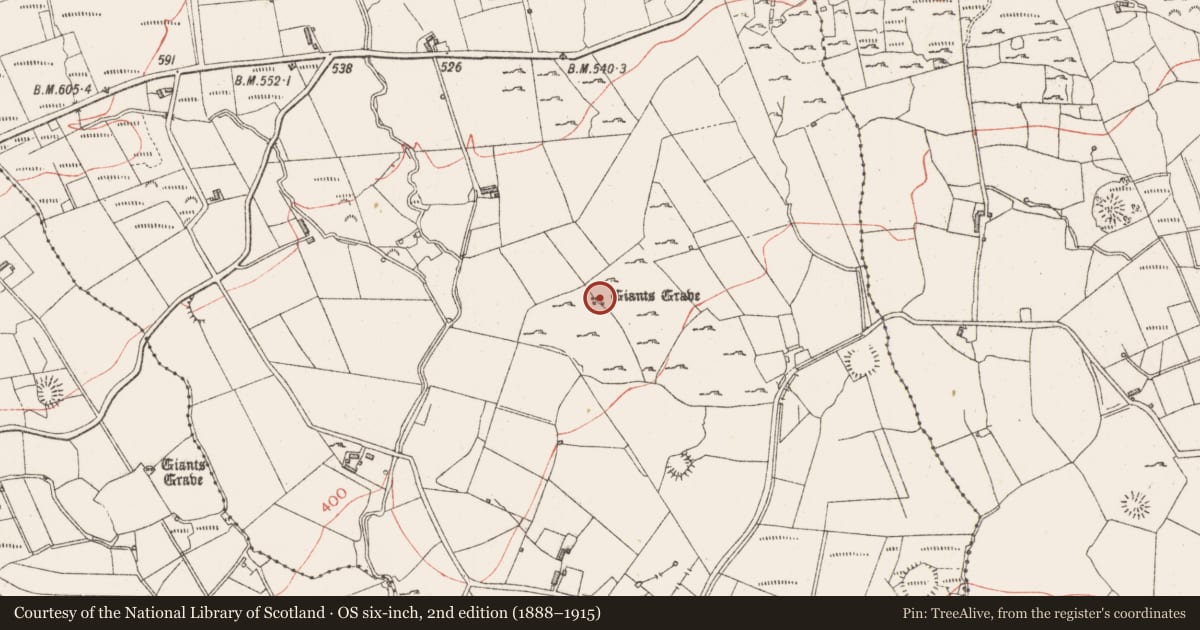 Ordnance Survey six-inch map, 2nd edition (1888–1915) covering the location of Megalithic tomb - wedge tomb, Gortakeeran, County Sligo, with a pin at the register's coordinates