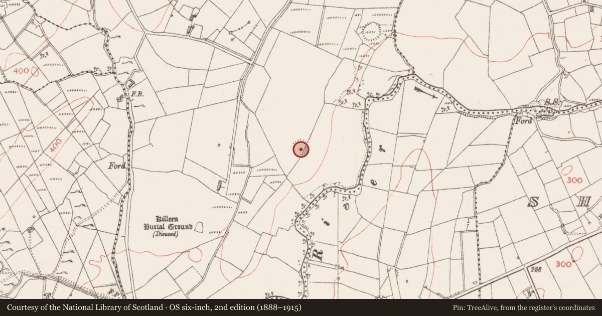 Ordnance Survey six-inch map, 2nd edition (1888–1915) covering the location of Ringfort - rath, Gortakeeran, County Sligo, with a pin at the register's coordinates