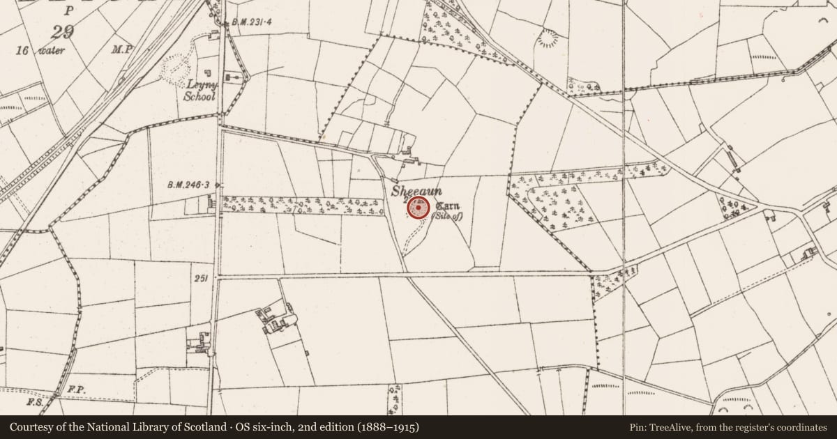 Ordnance Survey six-inch map, 2nd edition (1888–1915) covering the location of Cist, Rathbarran, County Sligo, with a pin at the register's coordinates