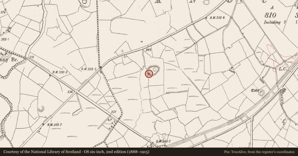 Ordnance Survey six-inch map, 2nd edition (1888–1915) covering the location of Souterrain, Knockadoo, County Sligo, with a pin at the register's coordinates