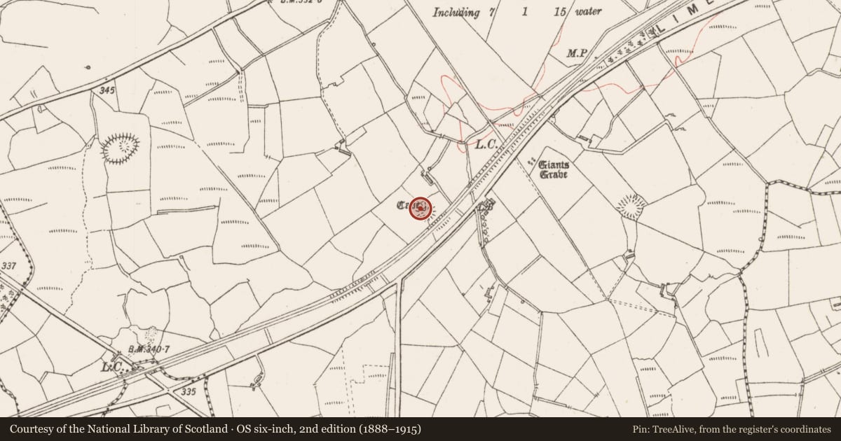 Ordnance Survey six-inch map, 2nd edition (1888–1915) covering the location of Souterrain, Knockadoo, County Sligo, with a pin at the register's coordinates