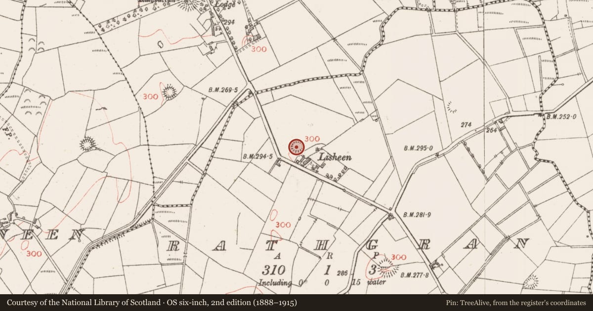 Ordnance Survey six-inch map, 2nd edition (1888–1915) covering the location of Ringfort - rath, Rathgran, County Sligo, with a pin at the register's coordinates