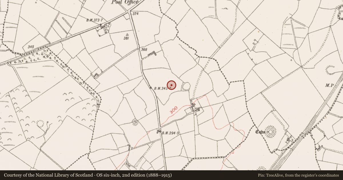 Ordnance Survey six-inch map, 2nd edition (1888–1915) covering the location of Hut site, Carrowneden, County Sligo, with a pin at the register's coordinates