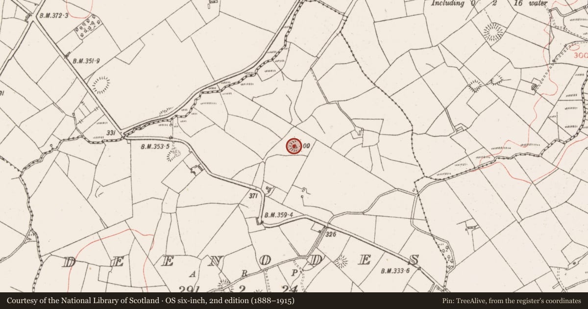 Ordnance Survey six-inch map, 2nd edition (1888–1915) covering the location of Ringfort - rath, Deenodes, County Sligo, with a pin at the register's coordinates