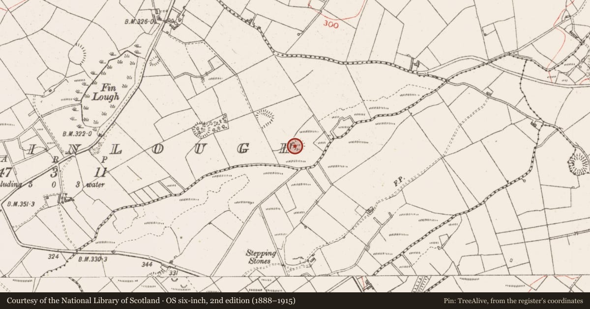 Ordnance Survey six-inch map, 2nd edition (1888–1915) covering the location of Ringfort - rath, Finlough, County Sligo, with a pin at the register's coordinates