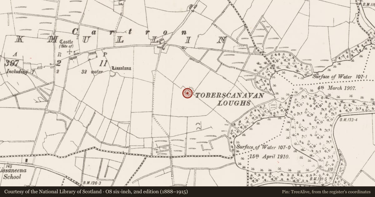 Ordnance Survey six-inch map, 2nd edition (1888–1915) covering the location of Ringfort - rath, Knockmullin, County Sligo, with a pin at the register's coordinates