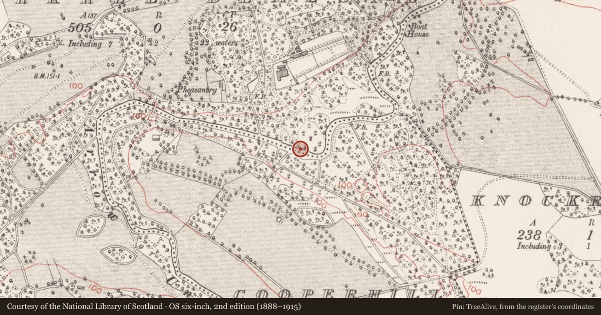 Ordnance Survey six-inch map, 2nd edition (1888–1915) covering the location of Enclosure, Markree Demesne, County Sligo, with a pin at the register's coordinates