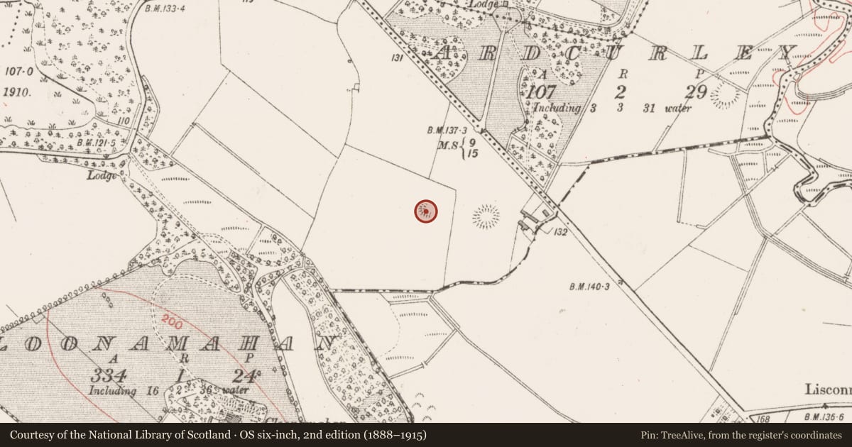 Ordnance Survey six-inch map, 2nd edition (1888–1915) covering the location of Enclosure, Cloonamahan, County Sligo, with a pin at the register's coordinates