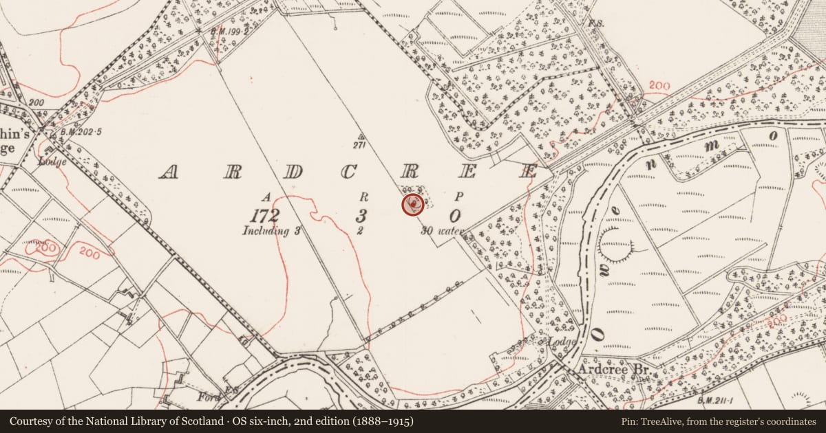 Ordnance Survey six-inch map, 2nd edition (1888–1915) covering the location of Ringfort - rath, Ardcree, County Sligo, with a pin at the register's coordinates