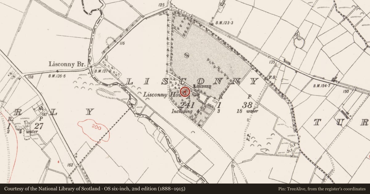 Ordnance Survey six-inch map, 2nd edition (1888–1915) covering the location of Ringfort - rath, Lisconny, County Sligo, with a pin at the register's coordinates