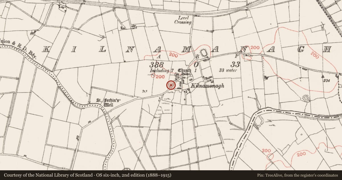 Ordnance Survey six-inch map, 2nd edition (1888–1915) covering the location of House - indeterminate date, Kilnamanagh, County Sligo, with a pin at the register's coordinates