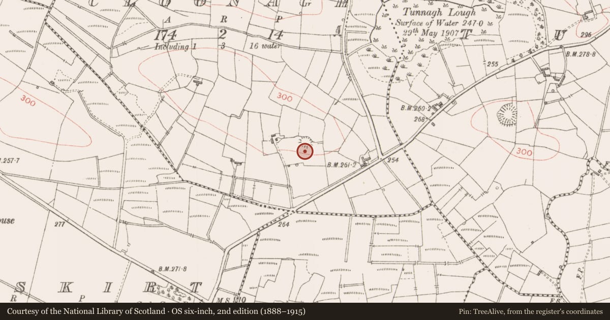 Ordnance Survey six-inch map, 2nd edition (1888–1915) covering the location of Ringfort - rath, Cloonagh, County Sligo, with a pin at the register's coordinates
