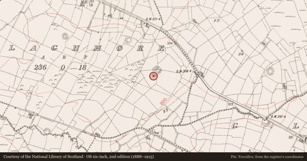 Ordnance Survey six-inch map, 2nd edition (1888–1915) covering the location of Ringfort - rath, Mullaghmore, County Sligo, with a pin at the register's coordinates