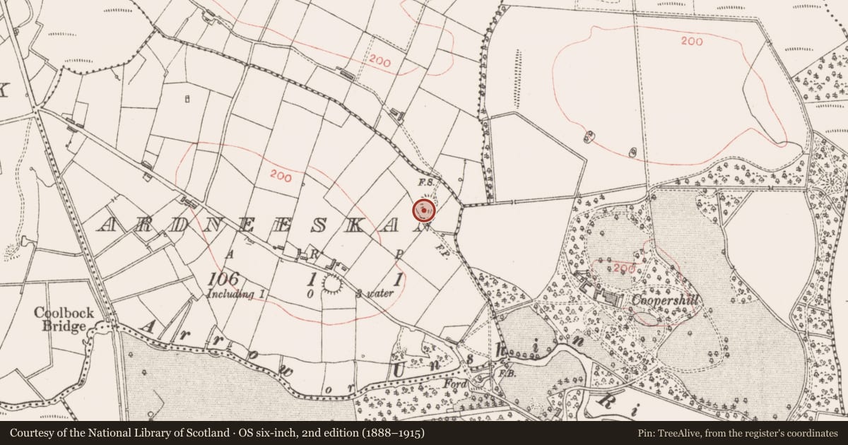Ordnance Survey six-inch map, 2nd edition (1888–1915) covering the location of Ringfort - rath, Ardneeskan, County Sligo, with a pin at the register's coordinates