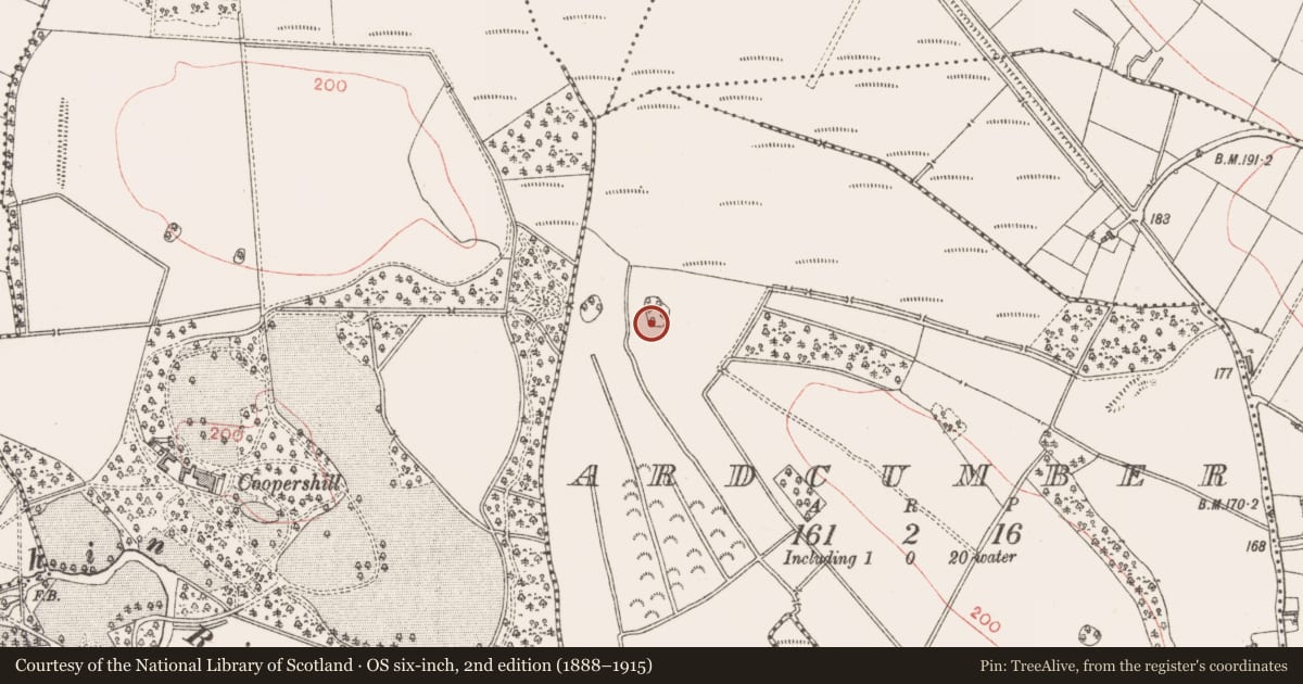Ordnance Survey six-inch map, 2nd edition (1888–1915) covering the location of Ringfort - rath, Ardcumber, County Sligo, with a pin at the register's coordinates