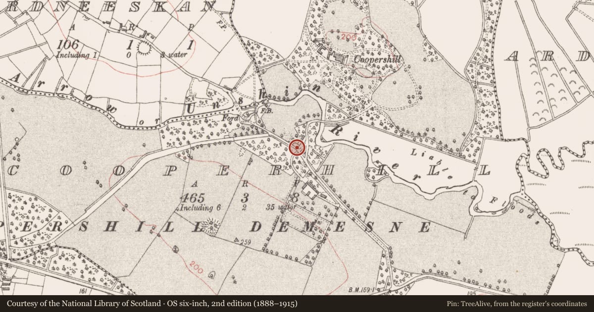Ordnance Survey six-inch map, 2nd edition (1888–1915) covering the location of House - 16th/17th century, Cooperhill, County Sligo, with a pin at the register's coordinates