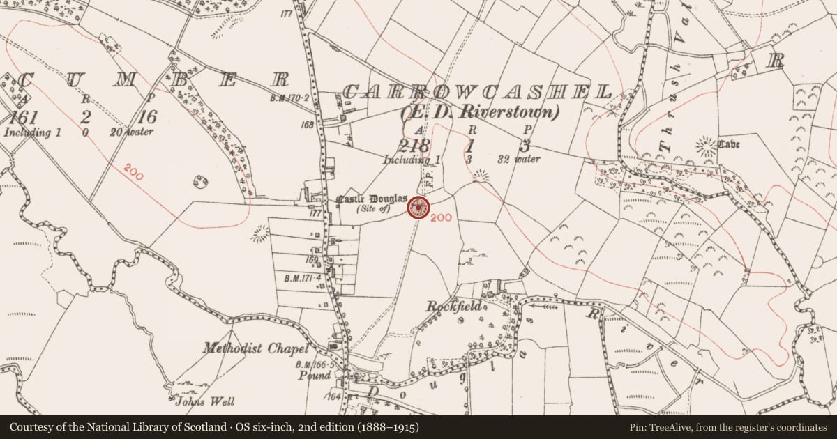 Ordnance Survey six-inch map, 2nd edition (1888–1915) covering the location of Promontory fort - inland, Carrowcashel, County Sligo, with a pin at the register's coordinates