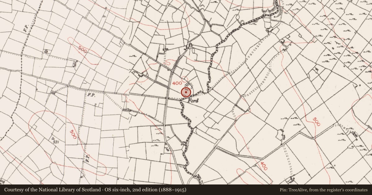 Ordnance Survey six-inch map, 2nd edition (1888–1915) covering the location of Ringfort - rath, Carrownagilty, County Sligo, with a pin at the register's coordinates