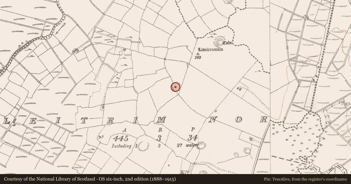 Ordnance Survey six-inch map, 2nd edition (1888–1915) covering the location of Souterrain, Leitrim North, County Sligo, with a pin at the register's coordinates