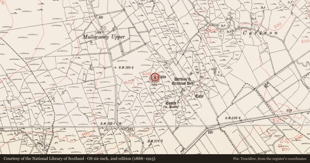 Ordnance Survey six-inch map, 2nd edition (1888–1915) covering the location of Ringfort - cashel, Castlerock Or Castlecarragh, County Sligo, with a pin at the register's coordinates