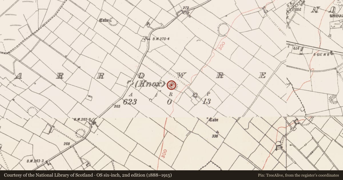 Ordnance Survey six-inch map, 2nd edition (1888–1915) covering the location of Ringfort - rath, Carrowreagh (Knox), County Sligo, with a pin at the register's coordinates